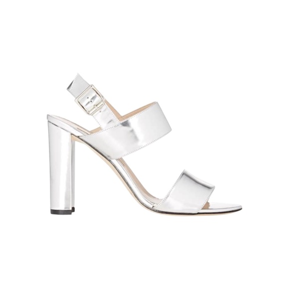 Manolo Blahnik Silver Khan Double Strap Heels Size 40.5 - Picture 1 of 8